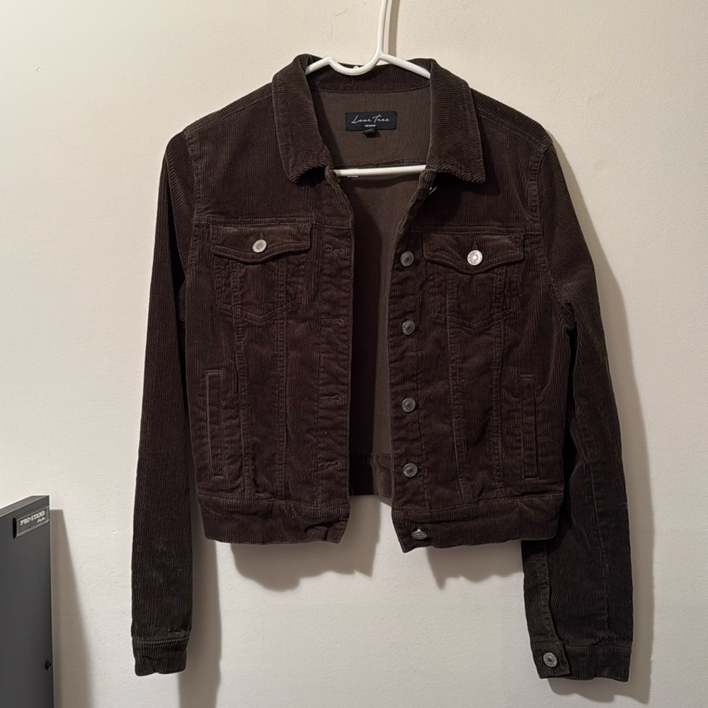 Juniors Women’s Love Tree Medium Dark Green Olive Corduroy Jacket